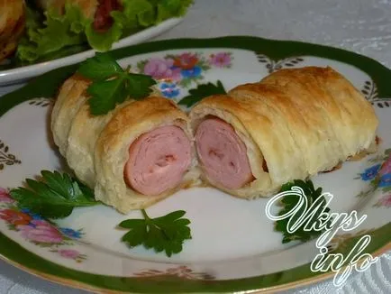 Hogyan csomagolja a kolbász a tésztába