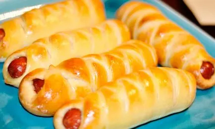 Hogyan csomagolja a kolbász a tésztába Hogyan csomagolja a kolbász a tésztába