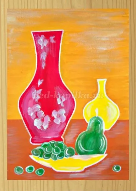 Dekoratív csendélet gouache lépésről lépésre fotókkal gyermekeknek 7 éves korig (gyermek) Dekoratív csendélet gouache lépésről lépésre fotókkal gyermekeknek 7 éves kortól