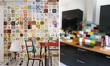 csempe design a konyhában visel kötényt és a padlóra (fotó) (Design) csempe design a konyhában visel kötényt és a padlóra (fotó)