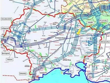 Pipeline Ukrajnán keresztül Európába - kör és út (Ukrajna) Pipeline Ukrajnán keresztül Európába - és az útvonal rendszer
