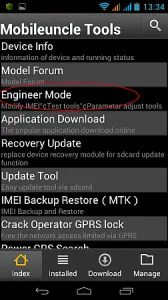 Engineering menü alapján Android telefonok
