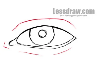 Hogyan kell felhívni a szem ceruza szakaszosan, lessdraw