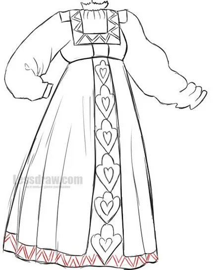 Hogyan kell felhívni a magyar nyári ruhát, lessdraw (lessdraw) Hogyan kell felhívni a magyar sundress, lessdraw