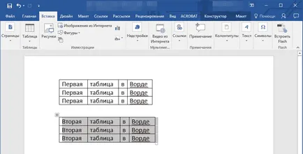 Hogyan lehet kombinálni két táblázatot a Word