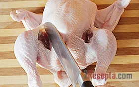 Hogyan helyesen vágni a csirkét részek - lépésről lépésre fotó recept (recept) Hogyan helyesen vágni a csirkét részek - lépésről lépésre recept fotók