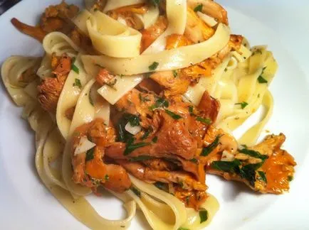 Főzni chanterelles egy serpenyőben, amelyek nem voltak gumi, és nem keserű - receptek Tejfölös,