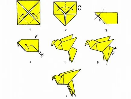 Hogyan készítsünk egy háromdimenziós madár a szokásos papír vagy origami