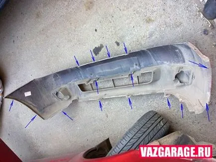 Hogyan lehet eltávolítani az első lökhárító Lada Kalina (található) Hogyan lehet eltávolítani az első lökhárító Lada Kalina