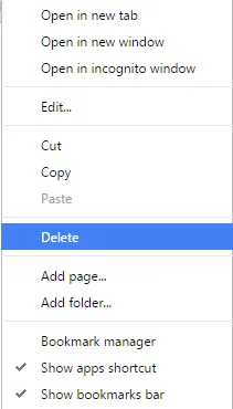 Hogyan lehet törölni a könyvjelzőket a Google Chrome