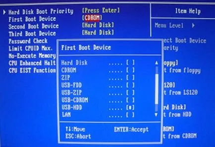 Hogyan kell beállítani a boot flash meghajtót a régi és a modern változatai a BIOS