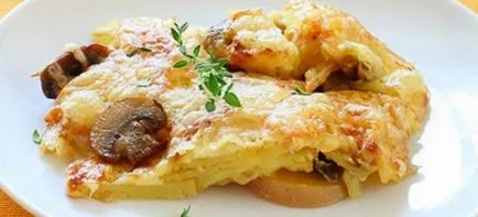 Csőben sült burgonya gombával - receptek csirkével, hús, sajt és zöldség (gomba) Csőben sült burgonya gombával - receptek, csirke, hús, sajt és zöldség