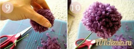 Pompon mat meg a kezét, lépésről lépésre workshop Báránya pompon és csomagok