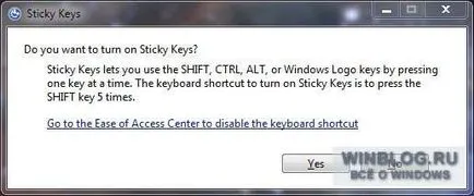 Ragadós billentyűk letiltása, és belép a szűrés windows 7 (input filter a windows 7) Ragadós billentyűk letiltása, és belép a szűrés Windows 7