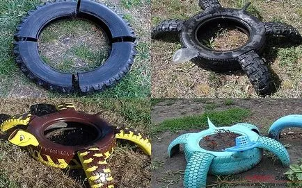 Mesterségek a kertben saját kezével, kézműves gumiabroncs a kezével, kézműves a játszótér,