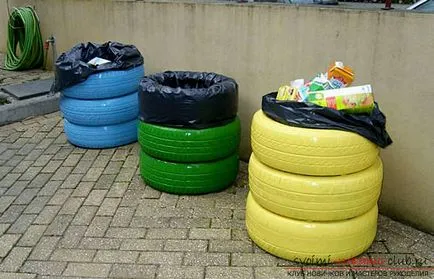 Mesterségek a kertben saját kezével, kézműves gumiabroncs a kezével, kézműves a játszótér,