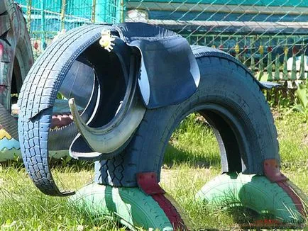 Mesterségek a kertben saját kezével, kézműves gumiabroncs a kezével, kézműves a játszótér,