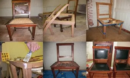 Javítása székek kezük kárpit, körömlakklemosó, gyantázás és színezés (videó)