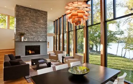 A modern design az ablakok a nappali, egy szoba két vagy három nagy és a kis ablakok (Design nappali ablaka) A modern design az ablakok a nappali, egy szoba két vagy három nagy és a kis ablakok