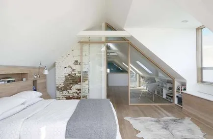 Hálószoba a tetőtérben szokatlan ötleteket, design, fotók enteriőrök (a tetőtérben) Hálószoba a tetőtérben szokatlan ötleteket, design, belső képek
