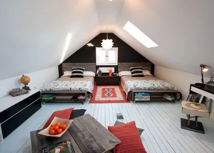 Hálószoba a tetőtérben szokatlan ötleteket, design, fotók enteriőrök (hálószoba) Hálószoba a tetőtérben szokatlan ötleteket, design, belső képek