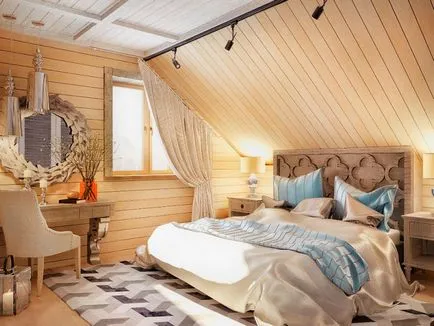 Hálószoba a tetőtérben szokatlan ötleteket, design, fotók enteriőrök (a tetőtérben) Hálószoba a tetőtérben szokatlan ötleteket, design, belső képek