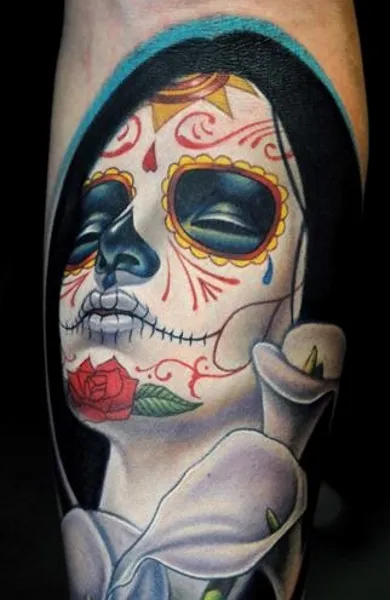 Tattoo lány arcát, tetoválás fotó (nők) Tattoo lány arcát, tetoválás fotók