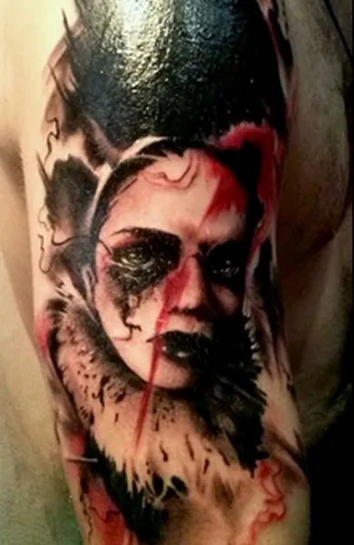 Tattoo lány arcát fotó tattoo (tetoválás) Tattoo lány arcát, tetoválás fotók