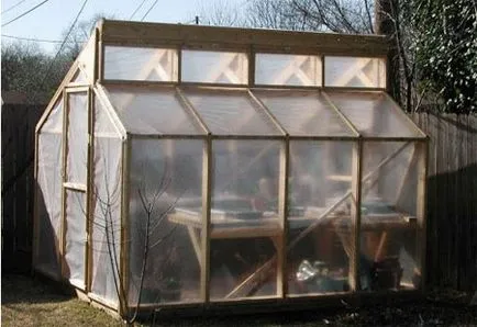 Greenhouse fából kezüket - rajzok és fotók