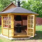 Fa pavilon a kezüket