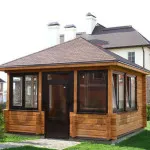 Fa pavilon a kezüket