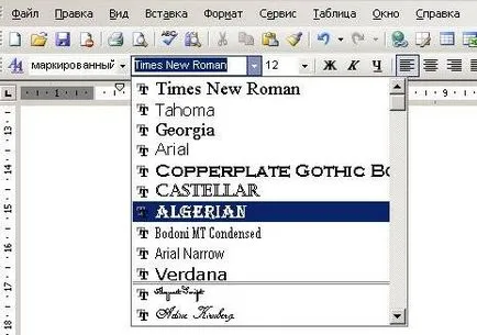 Hogyan kell behelyezni a betűtípus a Word