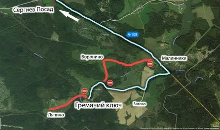 Hogyan lehet eljutni a szent forrás Gremyachiy kulcs helyét térképen (autó) Hogyan lehet eljutni a szent forrás Gremyachiy fő irányait