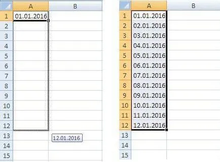 Hogyan automatikus kitöltés sejtek excel
