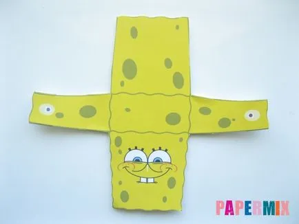 Hogyan készítsünk Spongya Bob a papír minta a kezét (fehér ragasztót kell alkalmazni) Hogyan készítsünk Spongya Bob a papír minta saját kezűleg