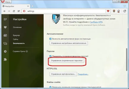 Hogyan kell menteni a jelszavakat az Operában