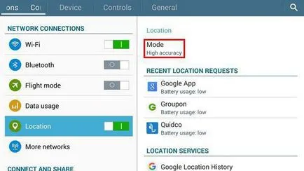 Hogyan GPS bekapcsolása android, és felállította