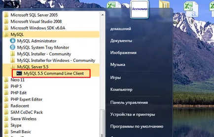 Hogyan fut a mysql a parancssorból a „toló”