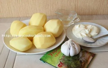 Burgonya a sütőben fokhagymás majonézzel recept képpel, egyszerű receptek