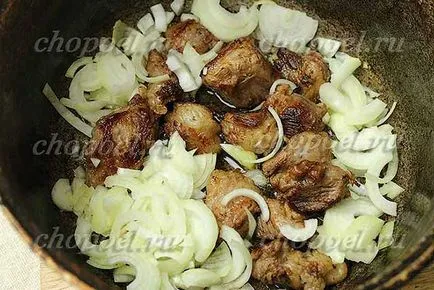 A burgonya és a hús bográcsban - recept fotókkal
