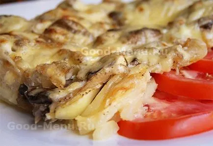 Burgonya gombával a sütőben - a recept lépésről lépésre képek (gomba) Burgonya gombával a sütőben - a recept lépésről lépésre fotók