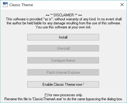 A klasszikus téma a Windows 10