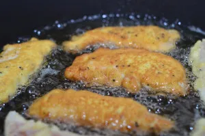 Csirke filé tésztát a serpenyőben, és a sütőben fotó recept