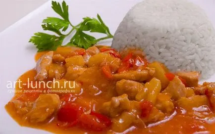 Csirke édes-savanyú mártással - lépésről lépésre recept fotók (szójaszósz) Csirke édes-savanyú mártással - lépésről lépésre recept fotók