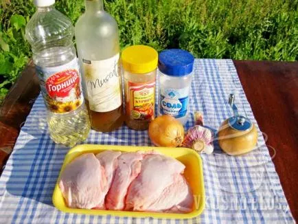 Csirke kebab fehér bor - a recept egy fotó