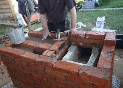 Grill és sütni alatt az üst tégla kezük (rajzok és fotók)