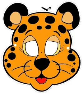 Maszkok macska kifogyott a papír a fején, Kotek (Leopard maszk maszk) Maszkok macska kifogyott a papír a fején, Kotek