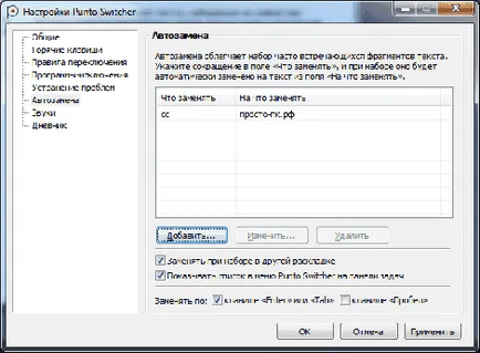 Beállítás a Punto Switcher