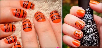 Orange manikűr ötletek (flitteres, fekete és fehér festék, a francia és a hold köröm) és a fotó (csillog) Orange manikűr ötletek (flitteres, fekete és fehér festék, a francia és a hold köröm), és egy fotót