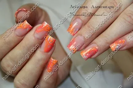 Orange manikűr, köröm design